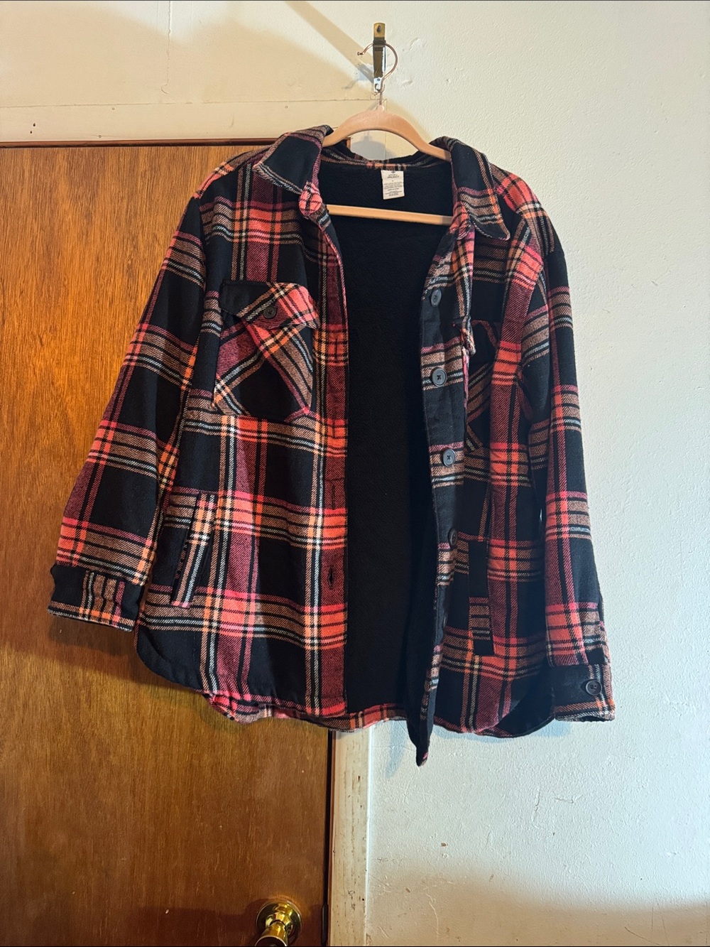 Black and pink Plaid Flannel Jacket